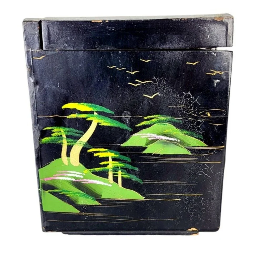 Vintage 1940s Dual Musical Mirrored Jewelry Box Dancing Ballerina & Tuxedo Man